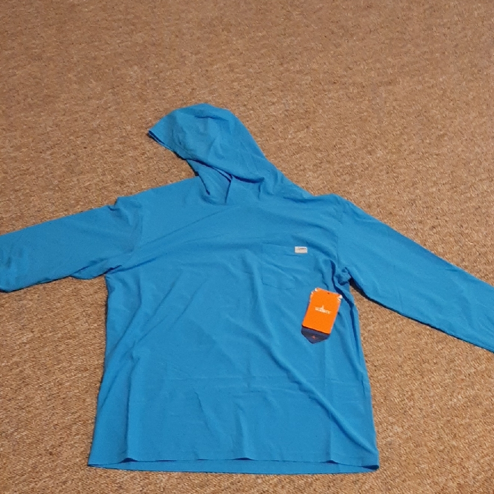 Blue Hooded Long Sleeve Shirt